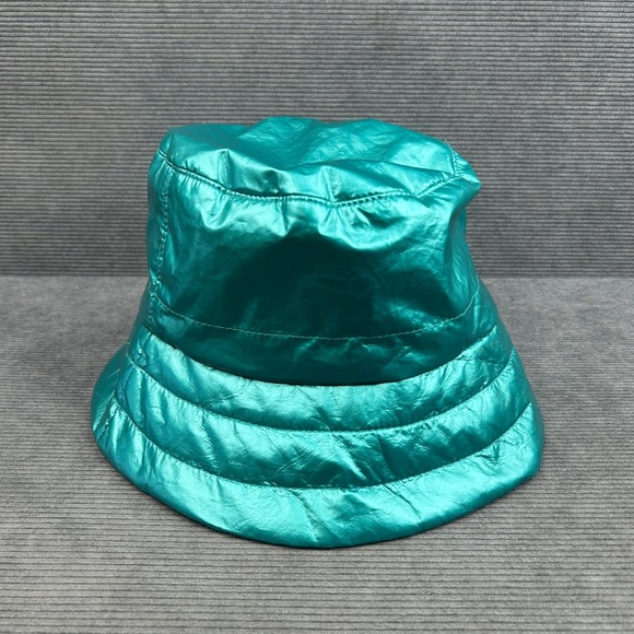 Anthropologie Accessories - By Anthropologie Metallic Teal Green Quilted Puffer Bucket Hat Y2k RN66170